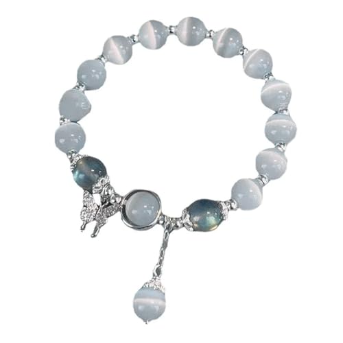 ZAMXHUG Hochwertiges Edelsteinarmband, Armband Silber 925 für Damen, Schmetterlinge Armband mit Naturstein Perlen Kristall, Verstellbare Armband Mädchen Bergkristall Armband Geschenke von ZAMXHUG