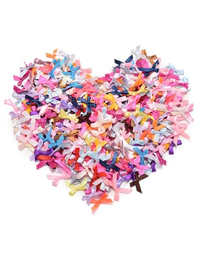 ZAMXHUG Mini Satinband Schleifen - 100 pcs 2.5 cm Satinband-Schleifen Mini Doppelseitige Farbe Bogen mini Band Bowtie für Nähen, Hochzeit Deko, Karten, DIY Basteln, Haar Bogen Hut, Geschenk von ZAMXHUG