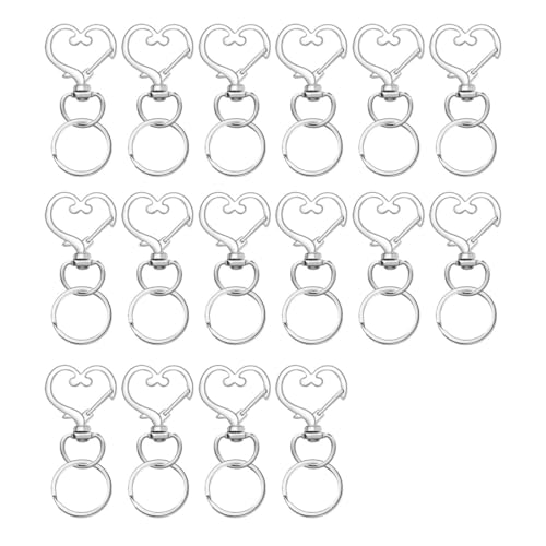 ZAMXHUG Schlüsselring Edelstahl Klein - 20 pcs Karabiner Schlüsselanhänger Basteln Selber Machen Ringe Karabinerhaken mit Drehgelenk(Herzform) von ZAMXHUG