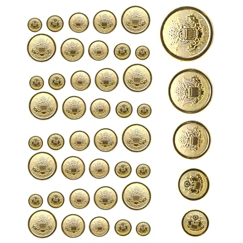 ZAMXHUG knöpfe Gold - 50 pcs Metall Knöpfe Blazer Knöpfe Gold 5 Stile 12.5 mm15mm 18mm 21mm 25mm,für Blazer Anzüge,Uniform und Jacke(Golden) von ZAMXHUG