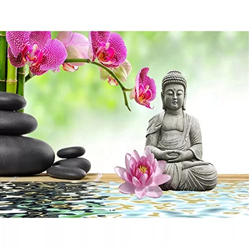 ZANHOG Diamond Painting 5D, Buddha-Orchidee(50x70cm) Diamant Painting Bilder Stickerei Kreuzstich Leinwand Mosaik Diamant Malerei Kits für Erwachsene Kinder Wohnzimmer Schlafzimmer Büro Wand Dekor von ZANHOG