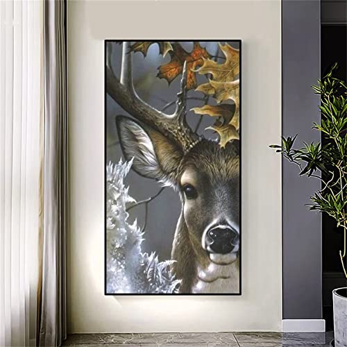 ZANHOG Tierhirsch Diamond Painting,DIY 5D Full Drill Diamond Painting Set,Diamant Malerei Kits für Erwachsene Kristall Stickerei Kreuzstich Handwerk für Home Wand Décor Geschenk Round Drill,60x120cm von ZANHOG