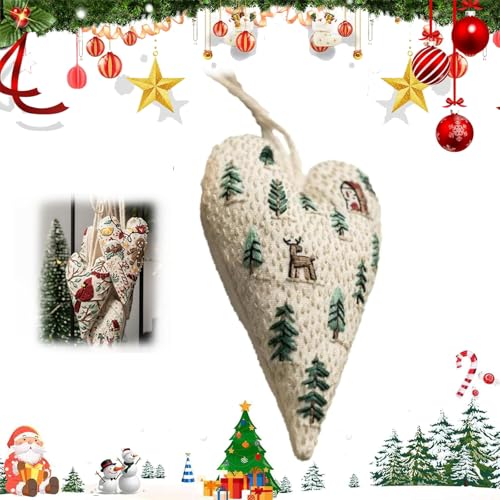 ZANWANXIN DIY Heart Embroidery Christmas Decoration,DIY Heart Shaped Hand Embroidered Christmas Ornament Kit,Christmas Heart Embroidery Kit, Christmas Heart Embroidery for Beginners (Elk) von ZANWANXIN