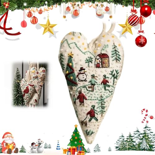 ZANWANXIN DIY Heart Embroidery Christmas Decoration,DIY Heart Shaped Hand Embroidered Christmas Ornament Kit,Christmas Heart Embroidery Kit, Christmas Heart Embroidery for Beginners (Snowman) von ZANWANXIN