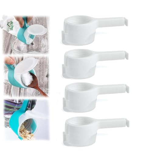 ZANWANXIN Food Bag Sealing Clip with Pour Spout, Food Storage Sealing Clips with Pouring Spouts, Grocery Bag Clip with Dump Port, Potato Chip Bag Clips, for Cereal, Snacks (4pcs-White) von ZANWANXIN