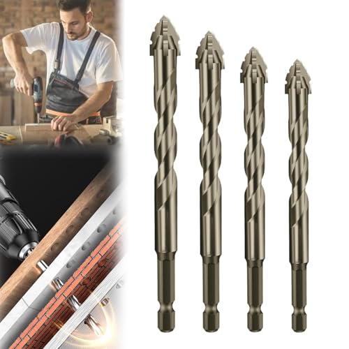 ZANWANXIN New Four-Flute Sawtooth Eccentric Drill Bit, Eccentric Drill Bit Set, High-Strength Eccentric Twist Drill Bit, Titanium-Coated Design Drill Bit, Efficient Drill and Tap Set (6+8+10+12mm) von ZANWANXIN