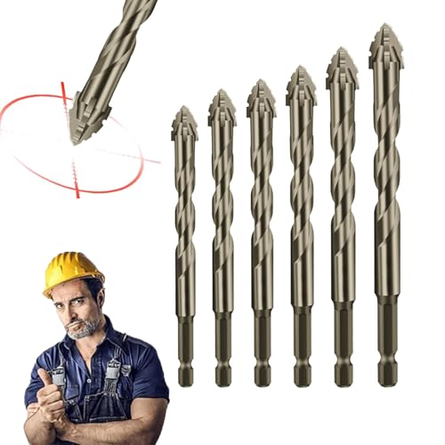 ZANWANXIN New Four-Flute Sawtooth Eccentric Drill Bit, Four-Edged Serrated Eccentric Drill, High Hardness Skewed Head Eccentric Drill Bits, Multifunction Efficient Drill and Tap Set (4+5+6+8+10+12 mm) von ZANWANXIN