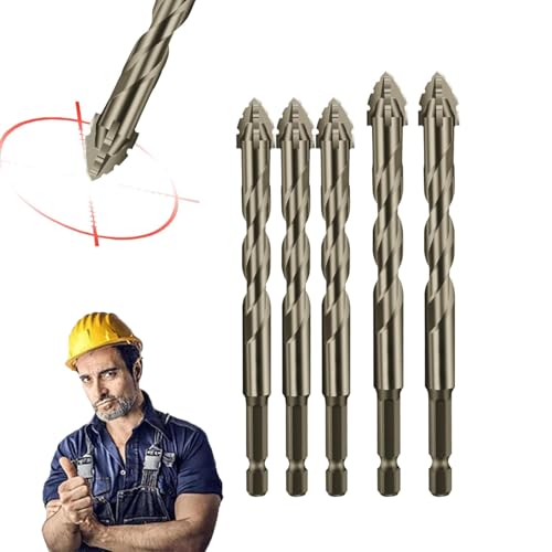 ZANWANXIN New Four-Flute Sawtooth Eccentric Drill Bit, Four-Edged Serrated Eccentric Drill, High Hardness Skewed Head Eccentric Drill Bits, Multifunction Efficient Drill and Tap Set (6+6+6+8+8 mm) von ZANWANXIN