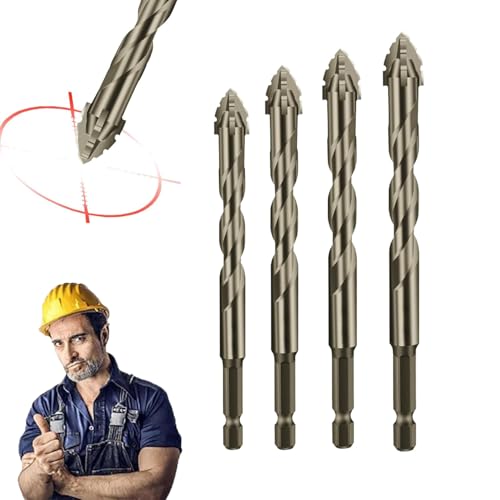 ZANWANXIN New Four-Flute Sawtooth Eccentric Drill Bit, Four-Edged Serrated Eccentric Drill, High Hardness Skewed Head Eccentric Drill Bits, Multifunction Efficient Drill and Tap Set (6+8+10+12 mm) von ZANWANXIN