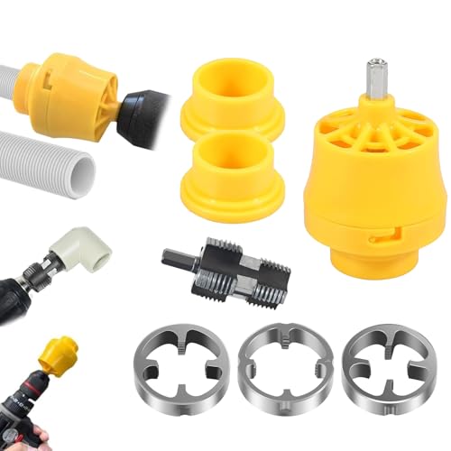 ZANWANXIN PVC Pipe Threader, Electric Drill Compatible PVC Pipe Threader Kit, PVC Thread Maker Tool for Electric Drill, with 3 Dies,1/2", 3/4", 1"Npt (B Set-Suitable for outside and inside of pipes) von ZANWANXIN