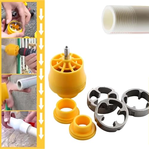 ZANWANXIN PVC Pipe Threader,PVC Thread Maker Tool for Electric Drill, Pipe Threader Plumbing Tool, PVC Pipe Threader Set With 3 Dies 1/2", 3/4" And 1",Pipe Thread Maker Tool For Cutting (1Pc) von ZANWANXIN