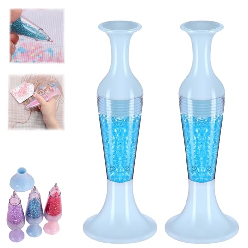 ZANWANXIN Painting Flower Pot Shape Point Drill Pen, 5d Diamond Vase Pen Nail Point Pen, DIY Crafts Cross Stitch Embroidery Sewing Diamond Art Accessories, 3Pcs Pens Vase Point Drill Pen (Blue) von ZANWANXIN