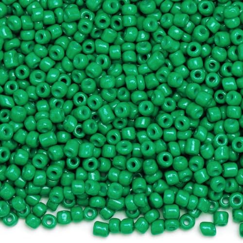 Rocailles-Perlen, 3 mm Glasperlen, Rocailles für Armbänder, Glas-Rocailles, Großpackung für DIY-Halsketten, Ohrringe, Grün, 4000 Stück von ZANZANYUHANG