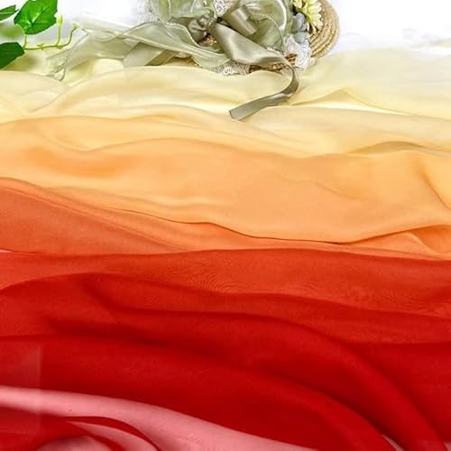 100 * 150cm Regenbogen Farbverlauf Chiffon Stoff 30D Organza Tüll Stoff Für DIY Alten Stil Hanfu Hochzeit Kleid bühne Dekor von ZANZER