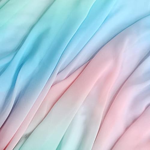 ZANZER Farbverlaufs-Chiffon, Regenbogen-Performance-Chiffon-Stoff, weich, zart, Großhandelsstoff pro Meter, Bekleidung, Nähen, DIY-Material von ZANZER