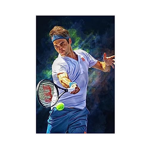 ZAPORA Roger Federer 1 Leinwand-Poster, Wandkunst, Dekordruck, Bild, Gemälde für Wohnzimmer, Schlafzimmer, Dekoration, ungerahmt, 40 x 60 cm von ZAPORA