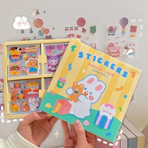 100 Stück Kawaii Sticker, Tagebuch Eines Kaninchens Cute Stickers, Niedliche Cartoon Aufkleber, DIY Scrapbooking Album Zum Dekorieren Von Tagebüchern, Notizblöcken, Handys, Laptops, Wasserbecher von ZARADU