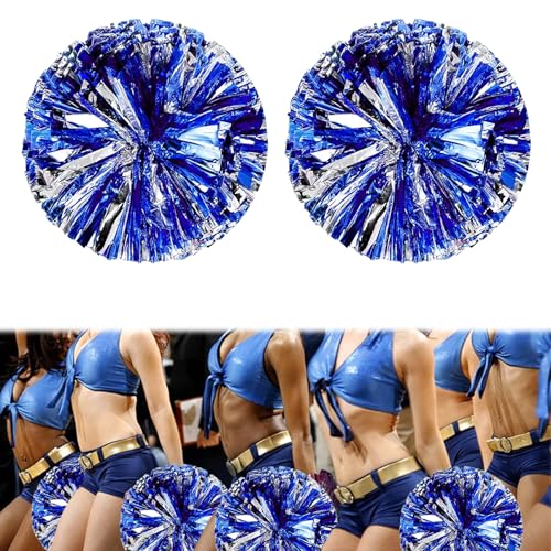 ZARADU Cheerleading Pompoms - 2 Stück Metallfolie Cheerleading Pom Poms - Cheerleader Bunte Pompons Handblume,für Sport Cheers, Tanz Abendkleid Nachtparty Tänze, Karnevalspartys Verwendet von ZARADU