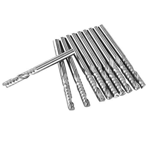 Zaweliyo 10pcs Einzelflöte -Endmühlen -CNC -Werkzeugbits, Carbid -Quadratendemühle, Mühlenbits Sets 22 -mm -Schnitt mit Wolframkarbid für Acryl, PVC, MDF von ZAWELIYO