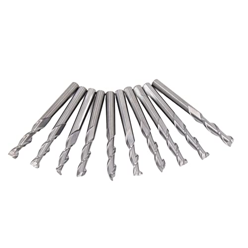 Zaweliyo 10pcs Mahlen Cutter Cutter End Mill Hochgeschwindigkeitsstahl 1/8 Zoll Schaft Nasen Endmühlen Werkzeug Werkzeug Set für Kunststoff, Holz, PCB, SMT, CNC von ZAWELIYO