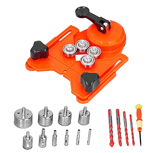 Zaweliyo 16pcs Bohrbohrer Loch Säge Bohrer, Cutter -Bohrwerkzeug mit Verstellbarer Bohrer, Saugnapfbecher für Glas, Fliesen, Holz (Orange) von ZAWELIYO