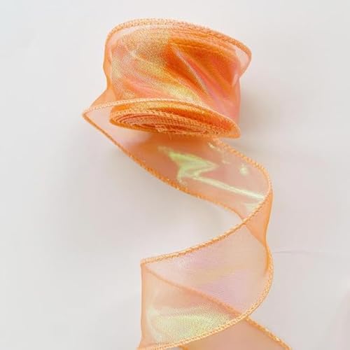 ZAWR 10 Yards 4 cm Regenbogen Fischschwanz Garn Spitzenbänder Wellenrand Seidenorganza Chiffonband DIY Geschenkverpackung Haar Nähen Dekoration von ZAWR