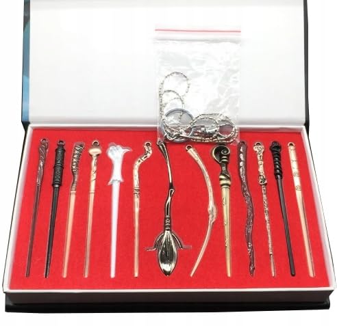 ZAXER - Zauberstäbe - Magisches Zubehör-Set - Set von Zauberstab-Anhängern - Magie - Ring - 8 Anhänger - 2 Anhänger - Verschlusskette - Geschenkset - Für Kostümpartys - 13 Stück von ZAXER