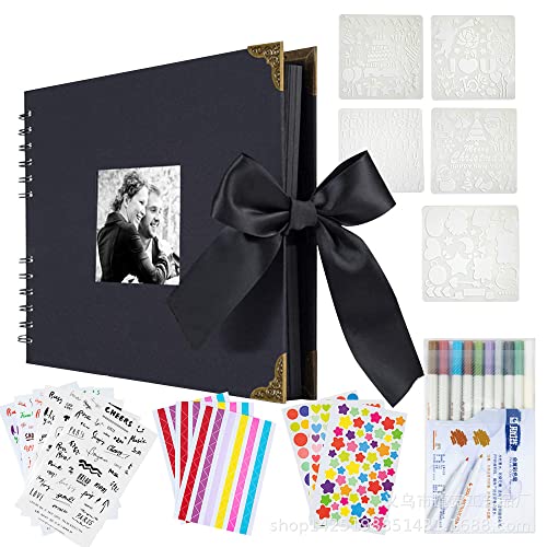 Zaxer Fotoalbum zum Selbstgestalten, Scrapbook Seiten Fotobuch zum Einkleben, DIY Geschenk Scrapbooking Set für Jahrestag Geburtstags Valentinstag Hochzeit - schwarz von ZAXER