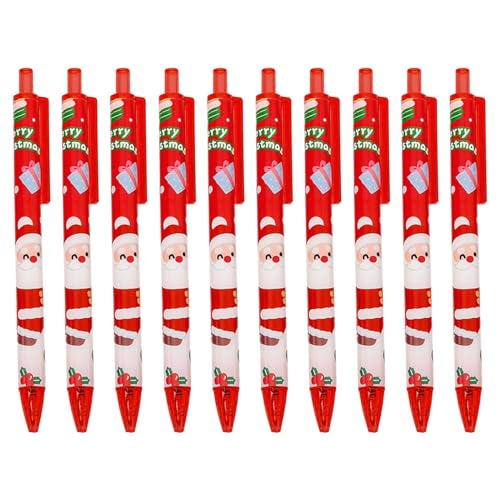 ZAYIUKI Weihnachts-Kugelschreiber,10 Stück,Weihnachts-Kugelschreiber,einziehbarer Kugelschreiber,reibungsloses Schreiben für Kinder,Belohnung,Weihnachtsgeschenktütenfüller von ZAYIUKI