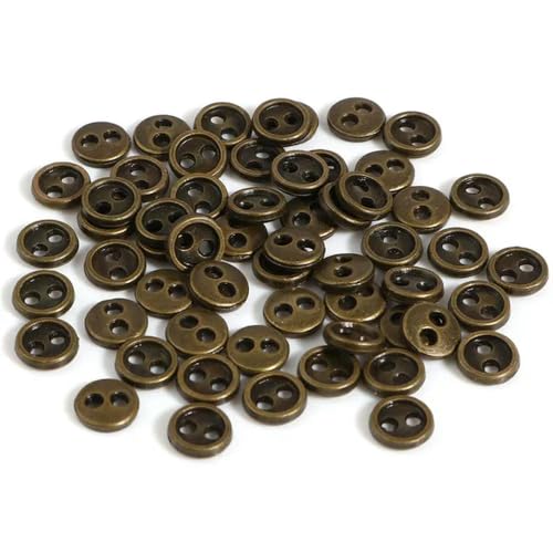 ZAZUZU 100 Stück 3/4/5/mm Mini-Metallknöpfe für DIY-Puppenkleidung, runder Knopf mit 2 Löchern, handgefertigte Kartenherstellung, Scrapbooking-Knöpfe, Nähen von ZAZUZU