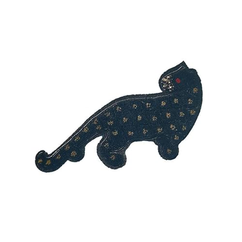 ZAZUZU 12 x 8 cm 2 Stück schwarze Applikationen mit Geparden-Motiv zum Aufbügeln für Kleidung Strass-Flicken zum Aufbügeln für Jeansjacken Aufnäher mit Pailletten-Stickerei von ZAZUZU