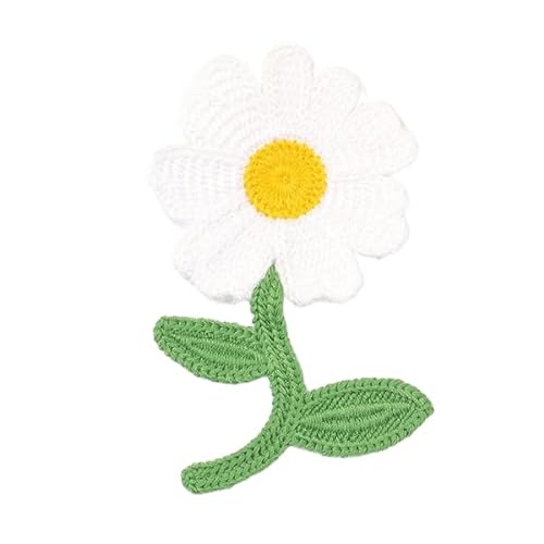 ZAZUZU 145 x 85 cm 15 Stück kleine gehäkelte Sonnenblumen-Aufnäher Stickerei Aufnäher zum Aufbügeln chinesische Applikationen für Kleidung Aufnäher für Jeansjacke von ZAZUZU