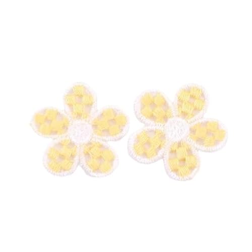 ZAZUZU 30 STK 30 MM kleine gehäkelte Blumen-Aufnäher Stickerei-Aufnäher zum Aufbügeln chinesische Applikationen für Kleidung zum Aufnähen für Jeansjacken von ZAZUZU