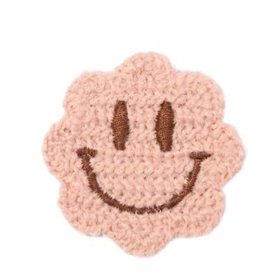 ZAZUZU 30 Stück 5 cm Smiley-Gesicht Kleine gehäkelte Blumen-Aufnäher Stickapplikationen zum Aufbügeln Chinesische Applikationen für Kleidung Aufnäher für Jeansjacke von ZAZUZU