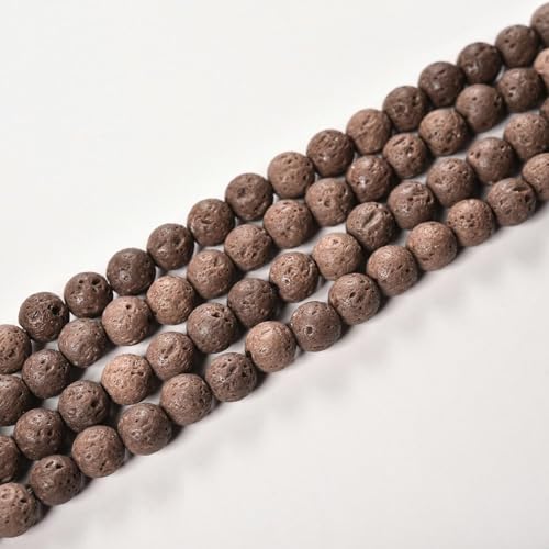 ZAZUZU 4–10 mm, 76–184 Stück, runde Lavastein-Perlen, Vulkangestein-Perlen, Lava-Perlen für Schmuckherstellung, DIY-Lava-Perlen für Armband-Anhänger, Basteln von ZAZUZU