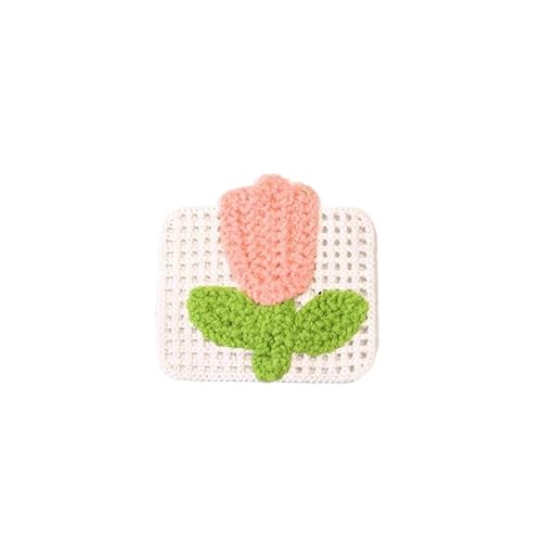 ZAZUZU 6 * 6CM 10 STK Tulpenblume Handgemachte Häkelapplikationen Häkelblumen Aufnäher Kleine Stickerei Aufnäher Bügelapplikationen für Kleidung von ZAZUZU