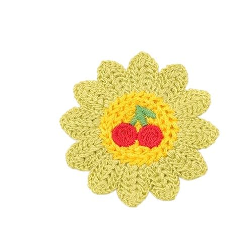 ZAZUZU 6 x 6 cm 30 Stück süße Sonnenblumen-Tier-Applikationen handgefertigt gehäkelte Blumen-Aufnäher kleine Stickerei Aufnäher zum Aufbügeln für Kleidung von ZAZUZU