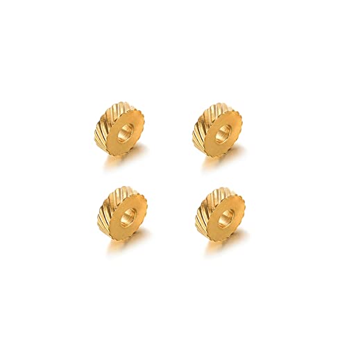20Pcs 6Mm Edelstahl Gold Überzogene Textur Flat Spacer Perlen für Diy Schmuck Herstellung Halskette Findings Armband Supplies, ZBBADGHB, Goldfarbe, von ZBBADGHB