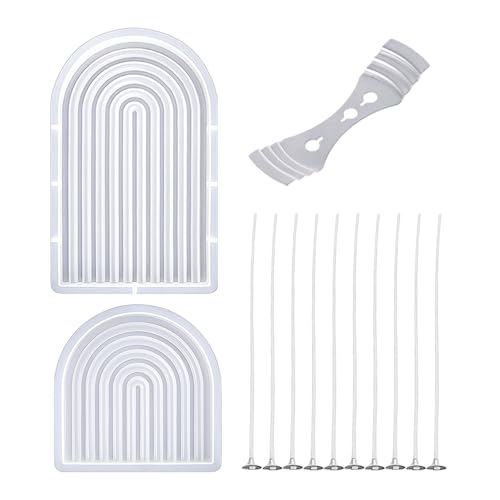 1 Stück Silikonform, 10 Stück Kerzendochte und 1 Stück Kerzendochthalter, Bogenwellenform, Kleberornamentform, 3D-Gipsform von ZBHDEYG