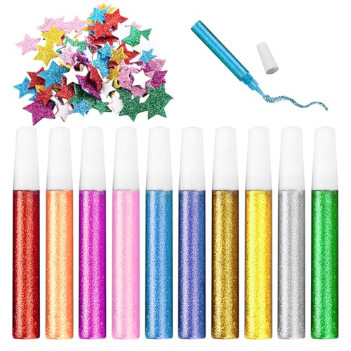 10 Stück Glitzerklebestifte, 1 Packung Goldpuderpflaster, Bastelklebestifte, Glitzerpuder-Dekorationsstifte, Diy Multicolor Glitzer Kreide von ZBHDEYG