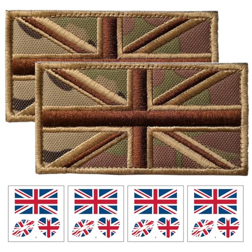 2 Bestickte Union Jack-Aufnäher, 4 Britische Gesichtsaufnäher, Bestickte Flaggenabzeichen, Taktische Stoffaufnäher, Pudding-Rucksackaufnäher, Diy-Aufbügler, Magische Aufnäher. von ZBHDEYG