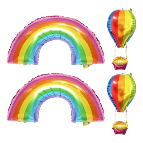 2 Stück Regenbogenbrücken-Luftballons, 2 Stück Regenbogen-Heißluftballons, Regenbogen-Party-Thema, farbige Geburtstagsfeier-Dekoration, farbige Ballon-Dekoration von ZBHDEYG