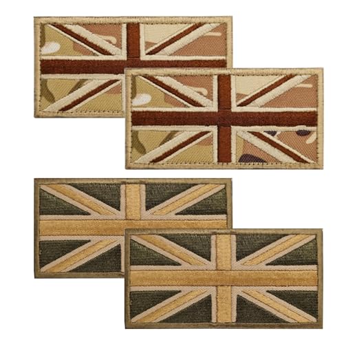 4 Stück britische Flaggen-Aufnäher, Flaggenmuster-Aufnäher, Aufnäher, Flaggen-Aufnäher, sehr geeignet für Rucksäcke und Kleidungsaufnäher (Tarnfarbe, grün) von ZBHDEYG