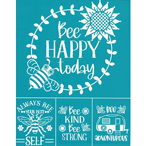 Bee Happy Today Selbstklebende Siebdruck-Schablone, Netz-Transfers, Basteln, Herstellung für T-Shirts, Kissen, Stoff, selbstklebende Siebdruck-Schablone von ZBIianxer