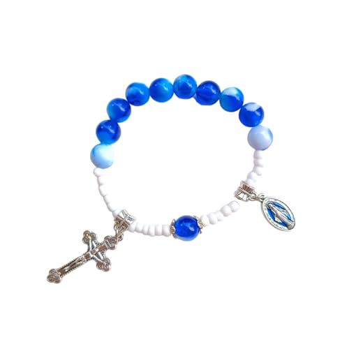 ZBIianxer Glasperlen Rosenkranzkreuze Anhänger Armbänder Armbandketten Katholizismus Gebet Religiöse Schmucktaufe Taufe Geschenk Taufe Geschenk von ZBIianxer