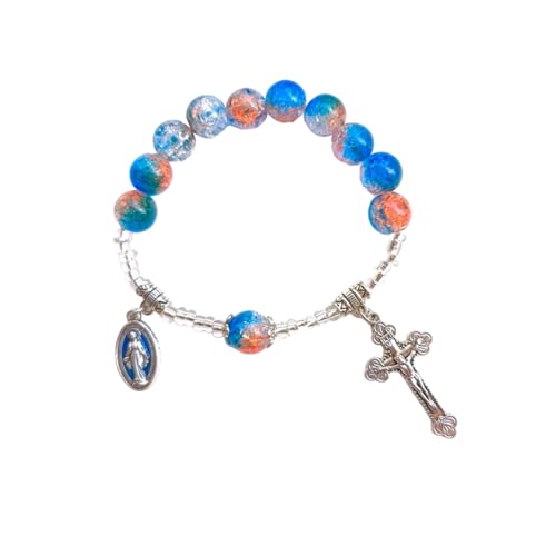 ZBIianxer Glasperlen Rosenkranzkreuze Anhänger Armbänder Armbandketten Katholizismus Gebet Religiöse Schmucktaufe Taufe Geschenk Taufe Geschenk von ZBIianxer