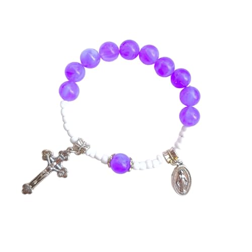 ZBIianxer Glasperlen Rosenkranzkreuze Anhänger Armbänder Armbandketten Katholizismus Gebet Religiöse Schmucktaufe Taufe Geschenk Taufe Geschenk von ZBIianxer