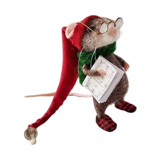 ZBIianxer Nadelfilz Maus Modell Weihnachts Cartoon Mäuse Aus Wollfilz Miniatur Figur Puppen Für Heimdekorationen Oder Mottopartys von ZBIianxer