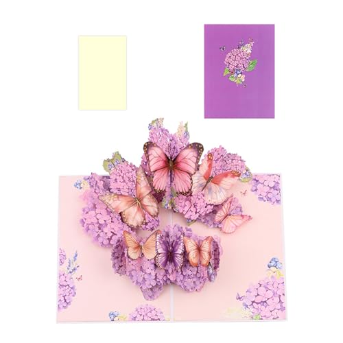 ZBIianxer Tragbare 3D Schmetterlings Blumen Grußkarte. Markante 3D Grußkarte Mit Blumen Und Schmetterlingen Zum Feiern von ZBIianxer