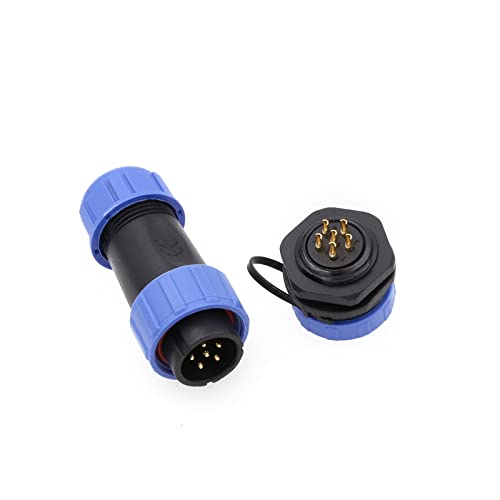 ZBLZGP SP21 6 Pin Male Cable Plug Female Panel Mount Socket,Aviation Circular Electrical Industrial Waterproof Connector,15A 18AWG Wire Threaded Coupling Cable Connector von ZBLZGP